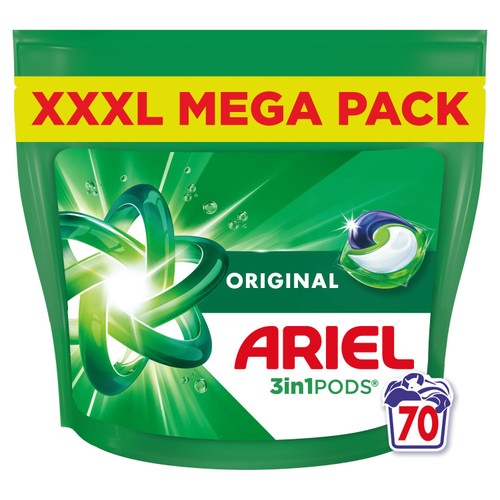 ARIEL ORIGINAL 3in1 Pods, XXXL skalbimo kapsulės –70 kap.! 1 Ariel 3 in 1 pods , original 70 kapsuliu