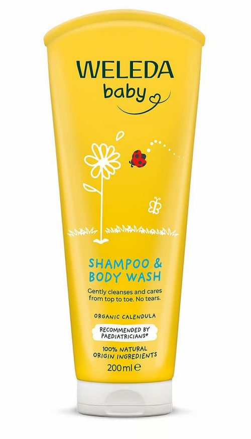WELEDA BABY vaikiškas šampūnas ir kūno prausiklis su medetkomis, 200ml 1 calendula_shampoo_body_wash_200