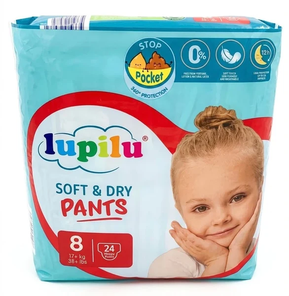 Lupilu Soft&Dry Pants 8d (17+kg)–24vnt 1 lupilu pants 8 dydis 24