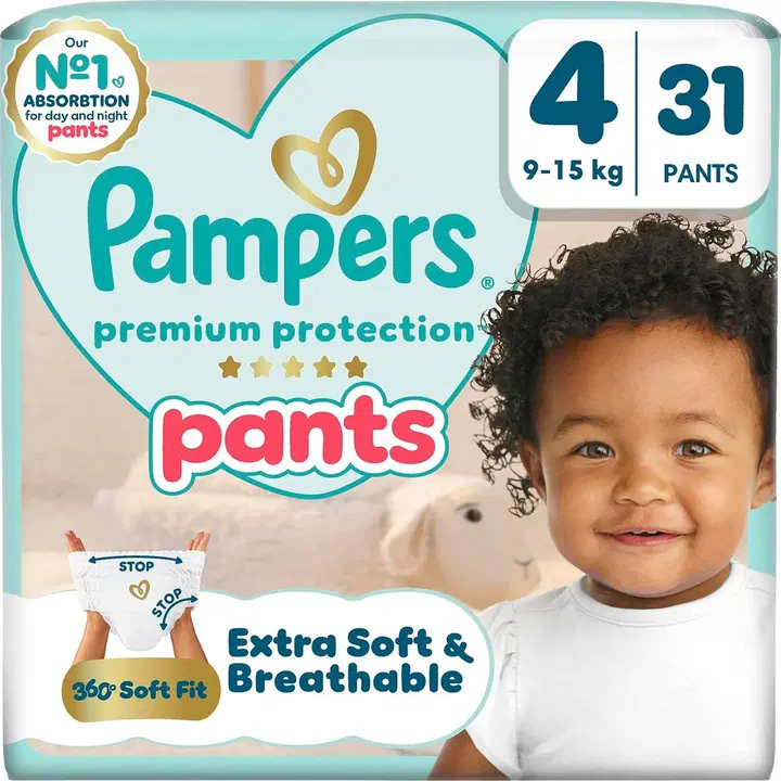 Pampers Premium Protection Pants 4d (9-15kg)–31vnt 1 Pampers Premium Protection Pants 4d (9-15kg)–31vnt